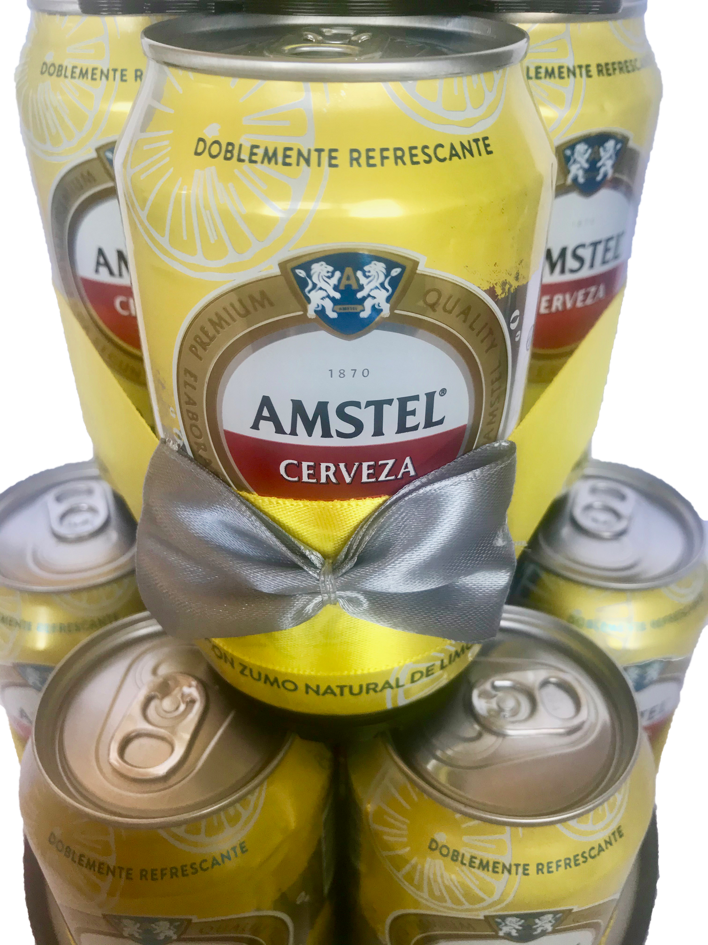 Tarta de latas de cerveza Amstel Radler limón