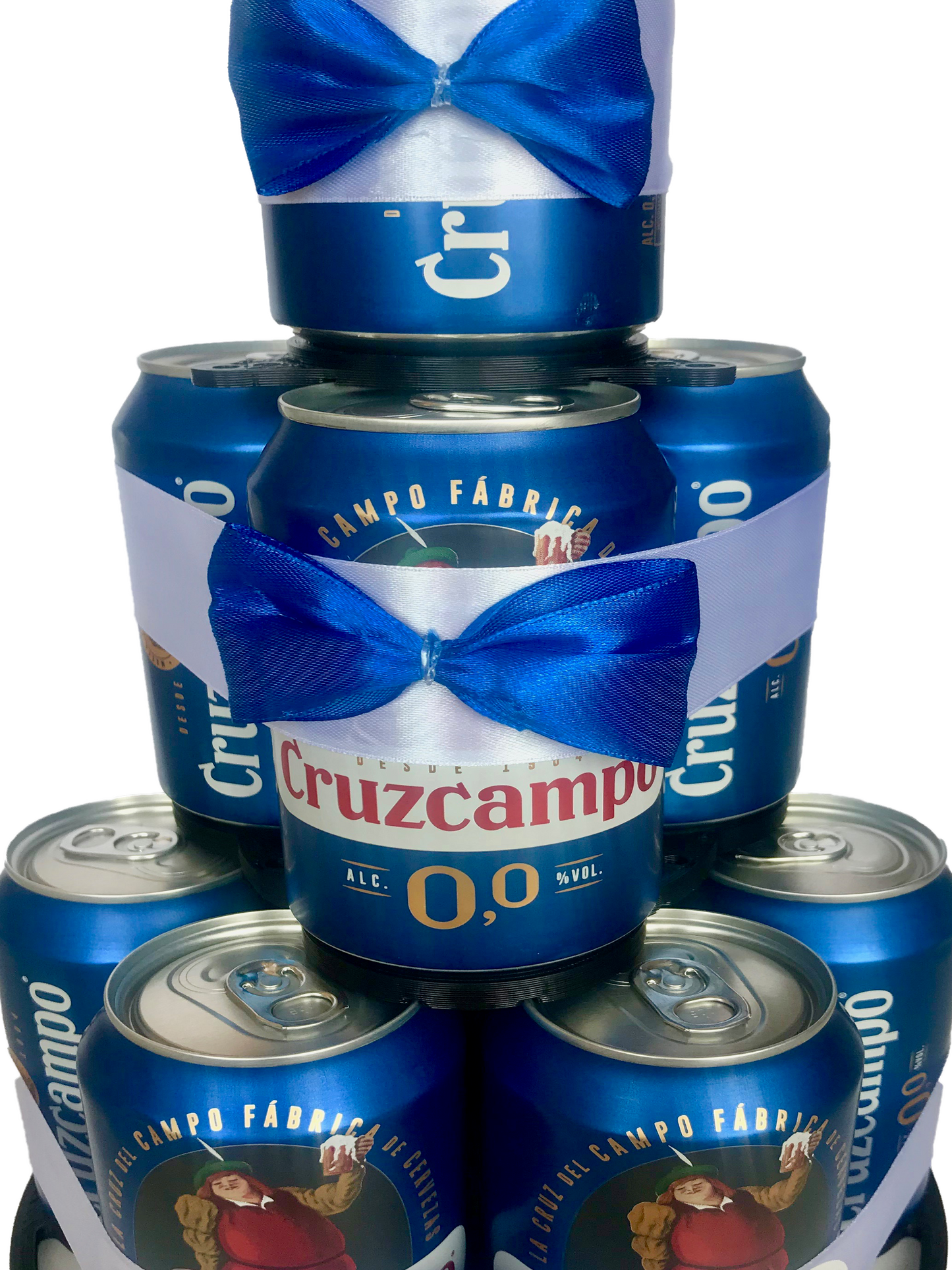 Tarta de latas de cerveza Cruzcampo 0,0 sin alcohol