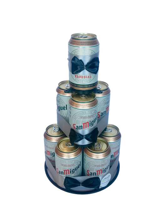 Tarta de latas de cerveza San Miguel especial