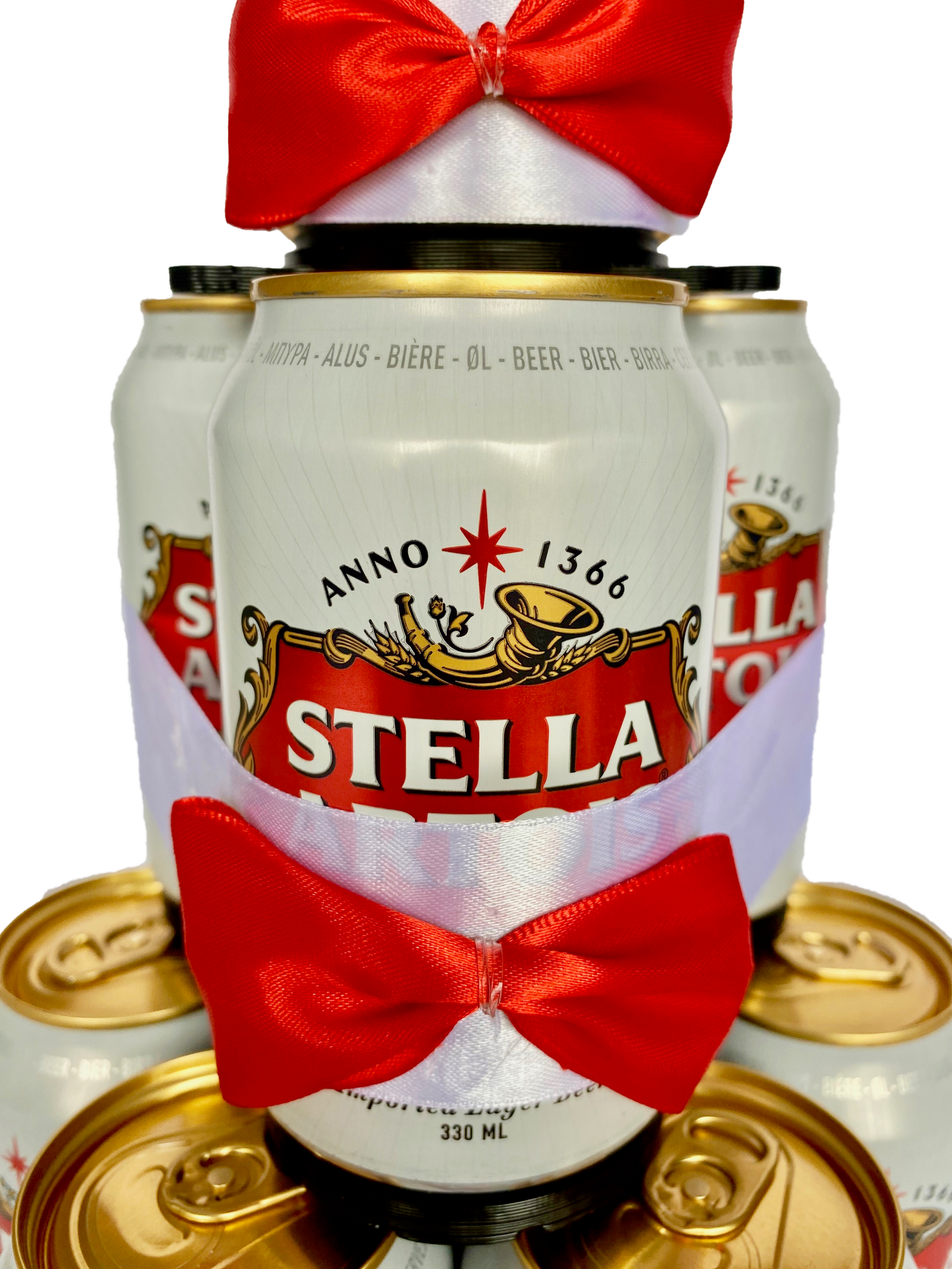 Tarta de latas de cerveza Stella Artois