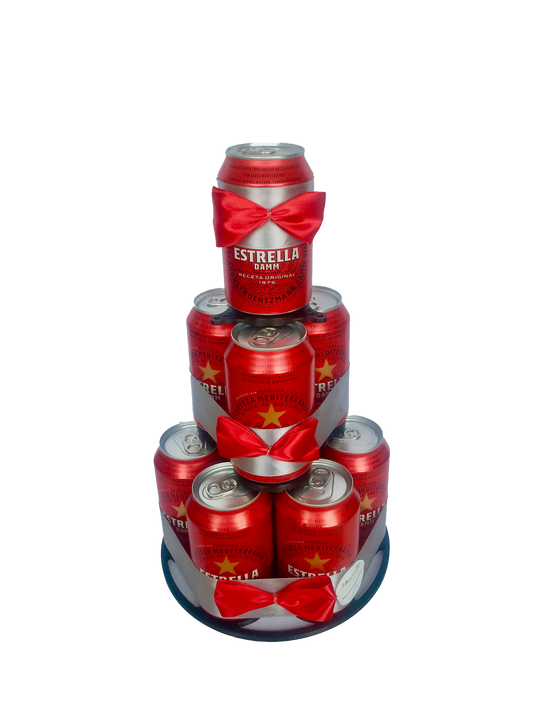 Tarta de latas de cerveza Estrella Damm