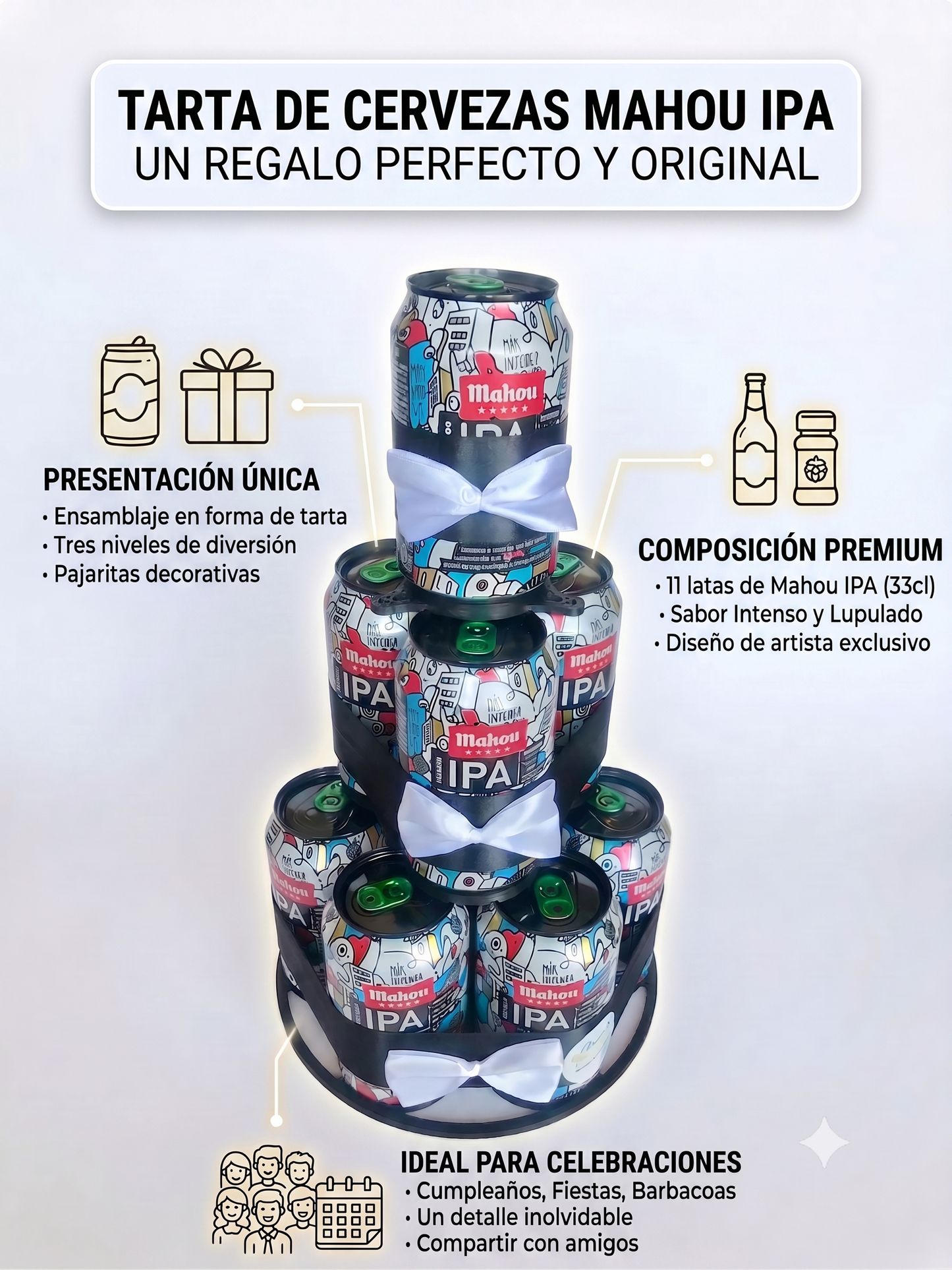 Tarta de latas de cerveza Mahou session IPA